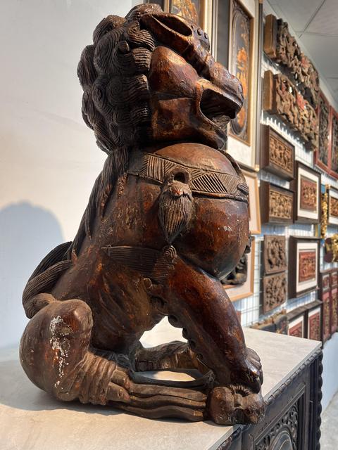 古玩雜項木雕獅子真品鑒賞圖