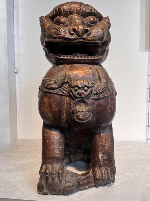 古玩雜項木雕獅子真品鑒賞圖