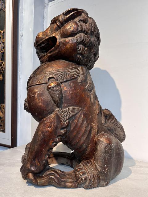古玩雜項木雕獅子真品鑒賞圖