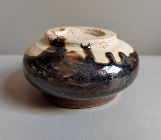 古玩陶瓷醬黑釉水盂真品鑒賞圖