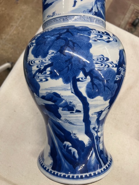 古玩陶瓷青花鶴鹿同春紋鳳尾尊真品鑒賞圖