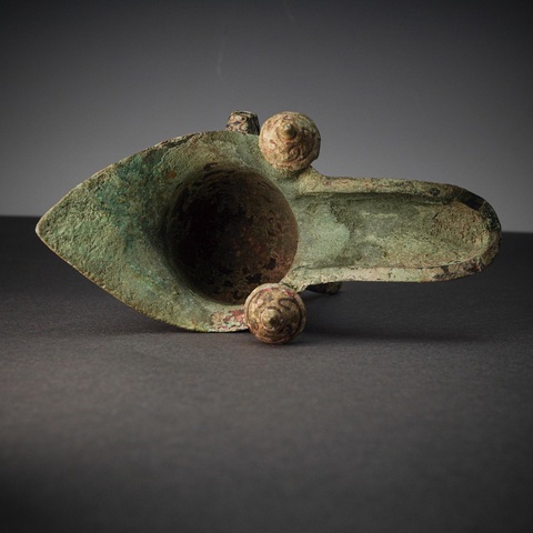 古玩銅器夔龍紋青銅爵真品鑒賞圖