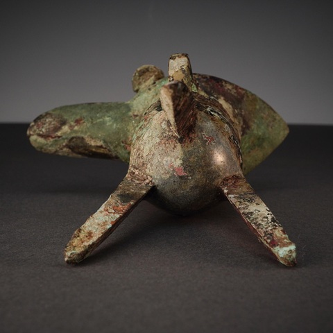 古玩銅器夔龍紋青銅爵真品鑒賞圖