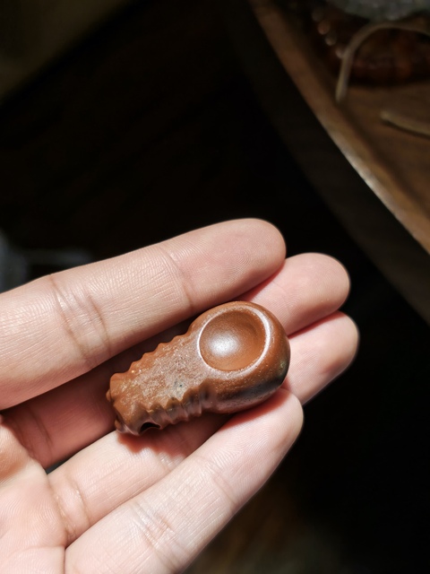 古玩玉器仿古蠶型珠真品鑒賞圖