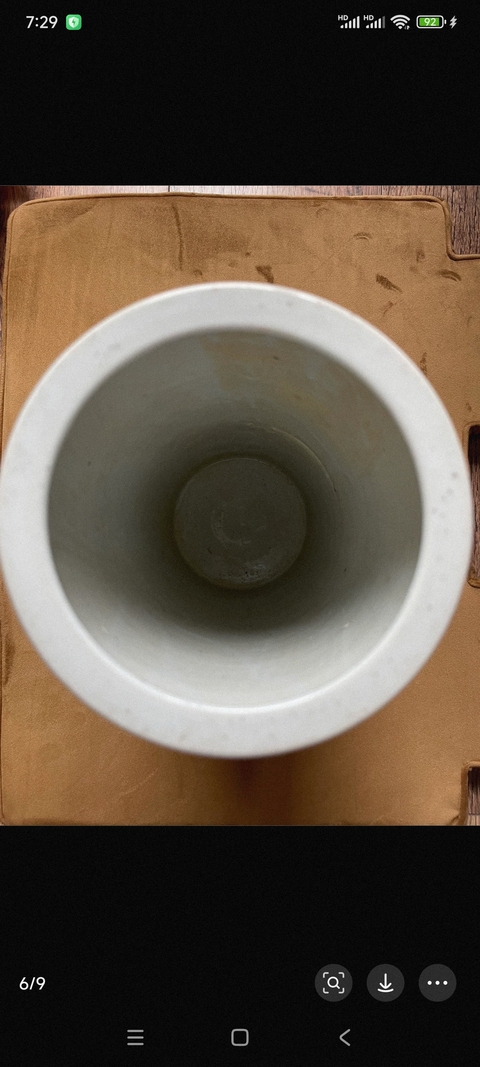 古玩陶瓷粉彩九桃紋帽筒真品鑒賞圖