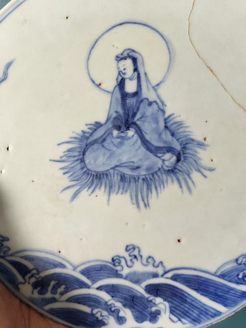 古玩陶瓷人物紋青花瓷板畫真品鑒賞圖