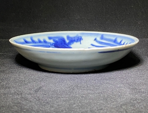 古玩陶瓷青花三鳳紋盤真品鑒賞圖