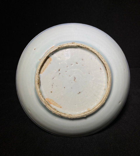 古玩陶瓷青花三鳳紋盤真品鑒賞圖