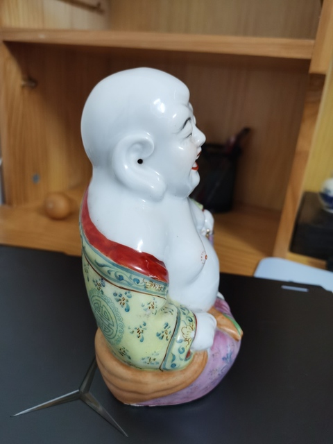 古玩陶瓷粉彩彌勒笑佛真品鑒賞圖