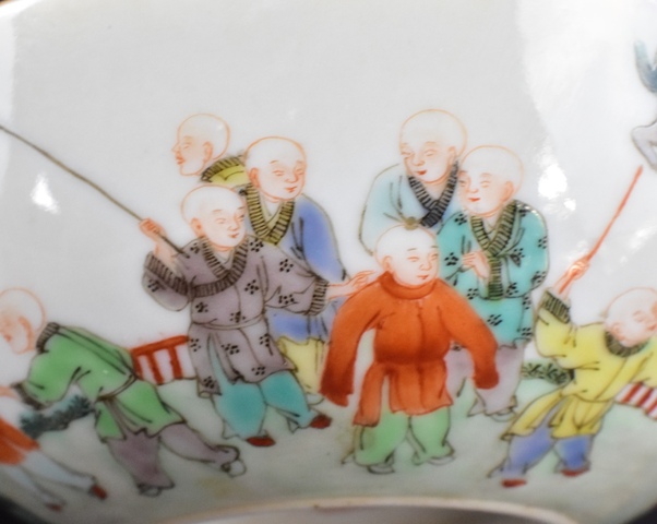 古玩陶瓷民國 嬰戲臥足碗真品鑒賞圖