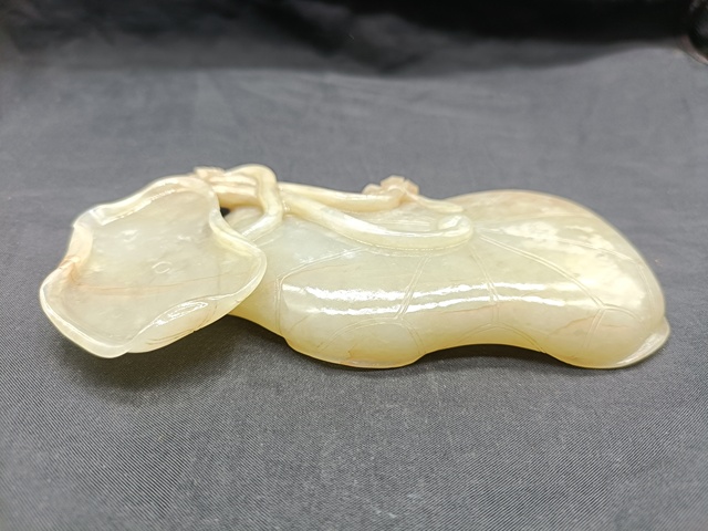 古玩玉器和田玉雕“荷葉形”筆洗真品鑒賞圖