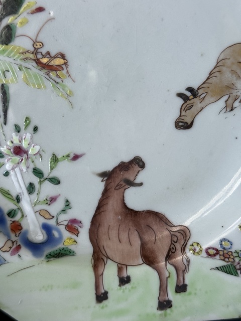 古玩陶瓷牛氣沖天粉彩八角盤真品鑒賞圖