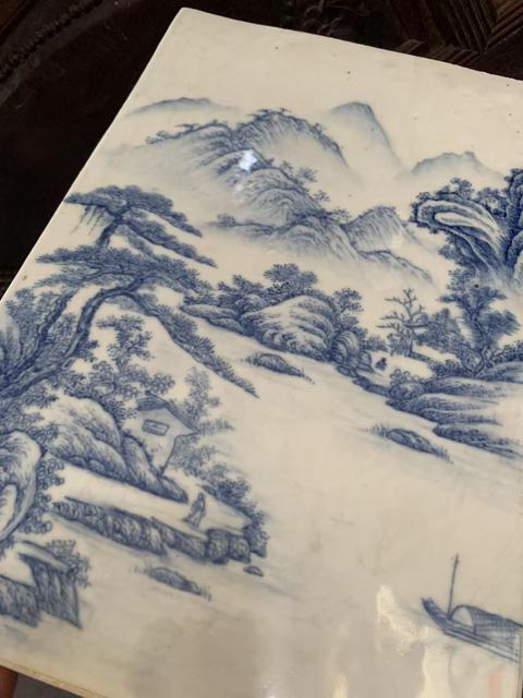 古玩陶瓷山水紋瓷板畫(huà)真品鑒賞圖