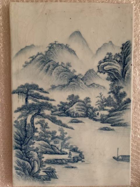 古玩陶瓷山水紋瓷板畫(huà)真品鑒賞圖