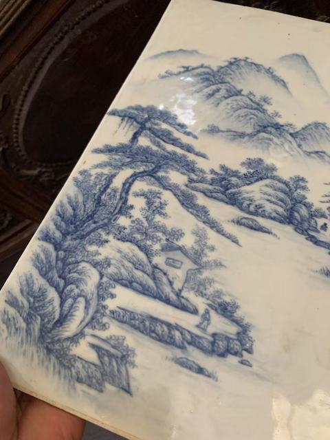 古玩陶瓷山水紋瓷板畫(huà)真品鑒賞圖