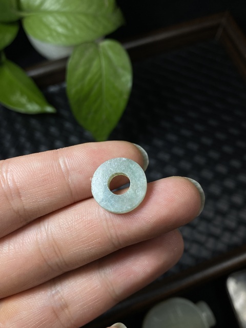 古玩玉器清代天然翡翠“平安扣”拍賣，當前價格450元