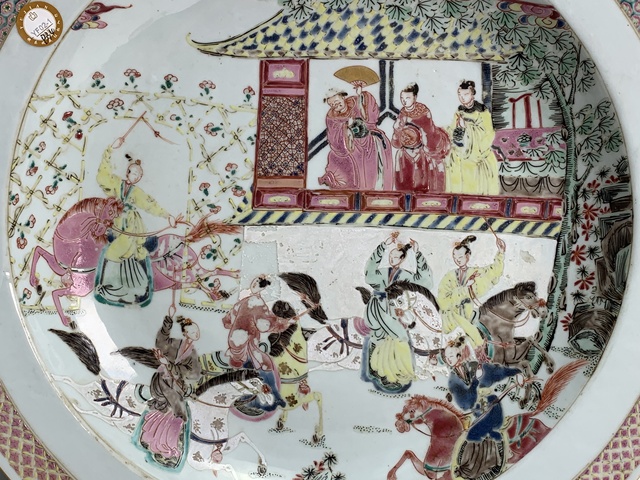 古玩陶瓷清雍正·粉彩銅雀臺比武大盤拍賣,當(dāng)前價格11328元