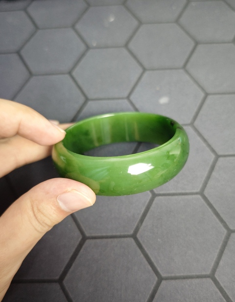 古玩玉器老碧玉手鐲真品鑒賞圖