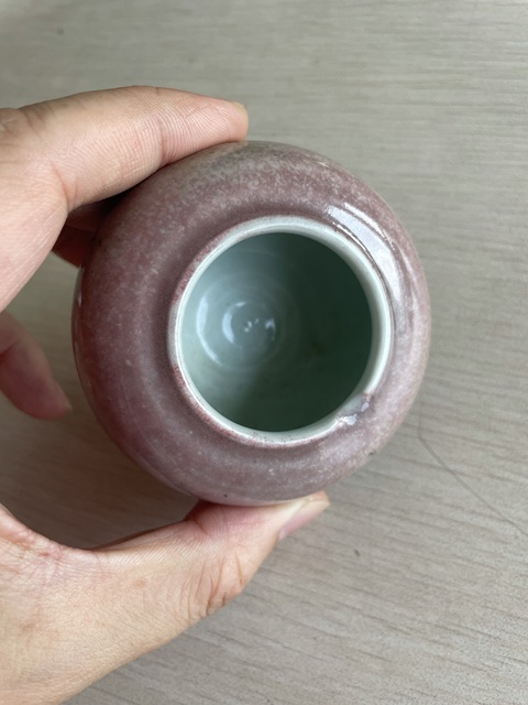 古玩陶瓷豇豆紅釉水盂真品鑒賞圖