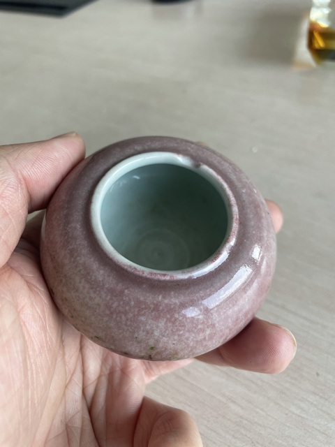 古玩陶瓷豇豆紅釉水盂真品鑒賞圖