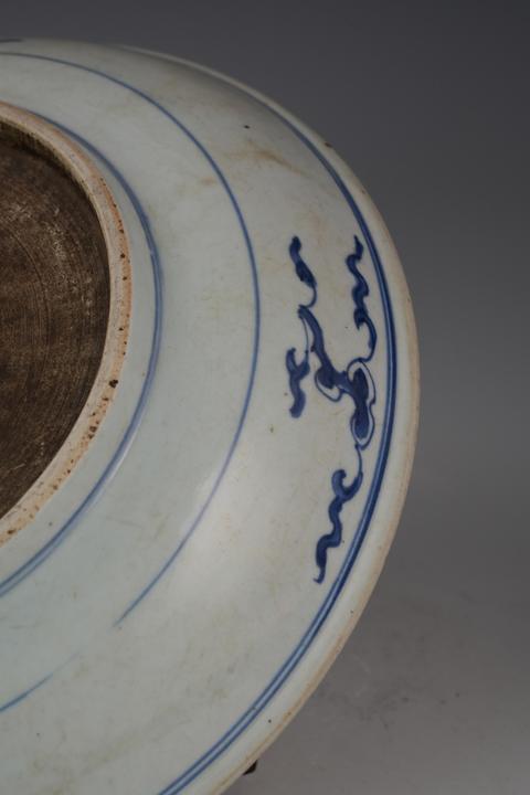 古玩陶瓷摩羯龍紋青花盤真品鑒賞圖