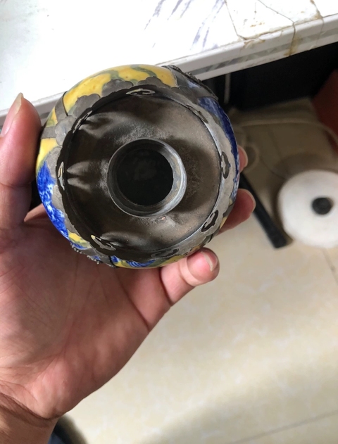 古玩陶瓷黃地青花燈真品鑒賞圖