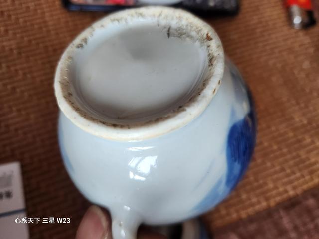 古玩陶瓷青花山水人物酒壺真品鑒賞圖