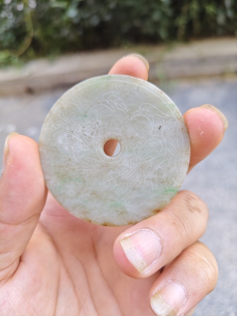 古玩玉器翡翠雕“花卉紋璧”真品鑒賞圖