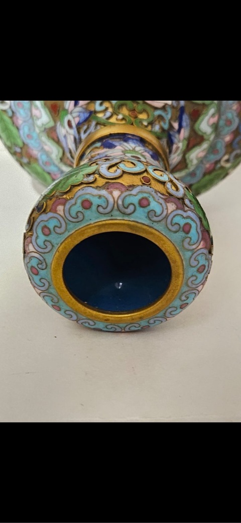 古玩陶瓷花卉紋蒜頭瓶真品鑒賞圖