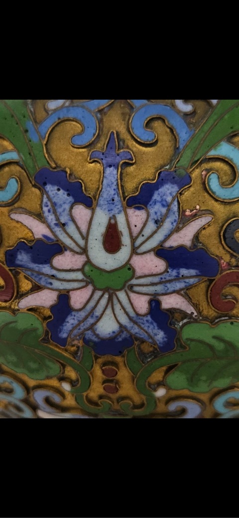 古玩陶瓷花卉紋蒜頭瓶真品鑒賞圖
