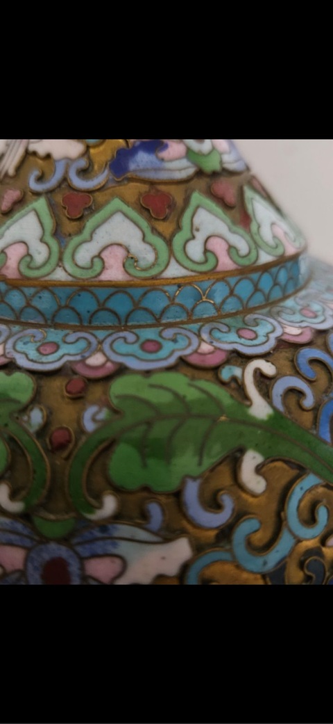 古玩陶瓷花卉紋蒜頭瓶真品鑒賞圖