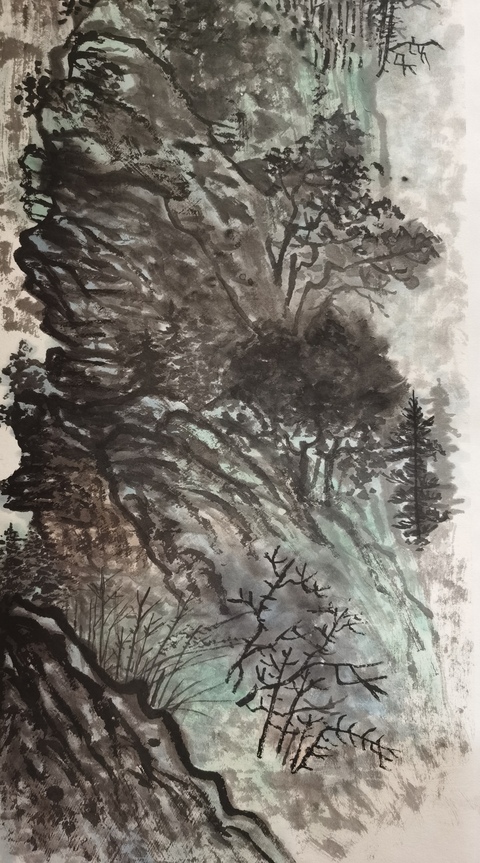 古玩字畫中央文史館館員中美協理事程大利山水畫拍賣，當前價格4000元