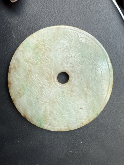 古玩玉器翡翠雕“花卉紋璧”真品鑒賞圖