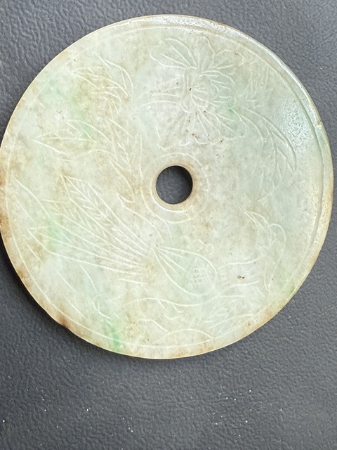 古玩玉器翡翠雕“花卉紋璧”真品鑒賞圖