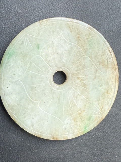 古玩玉器翡翠雕“花卉紋璧”真品鑒賞圖