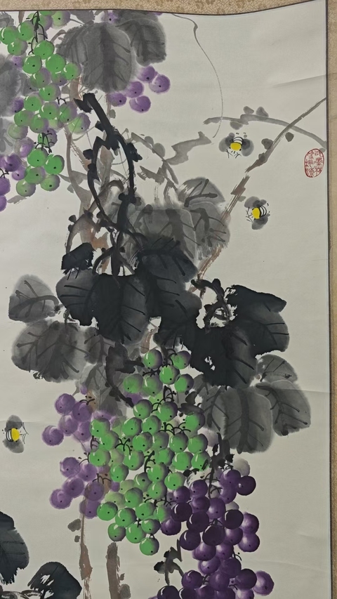 古玩字畫文化部特邀書畫家老中美協會員劉西古葡萄圖拍賣,當前價格1888元