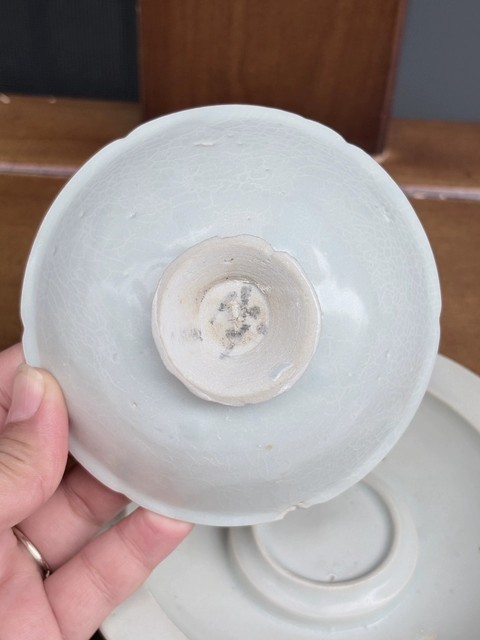 古玩陶瓷青白釉盞和托真品鑒賞圖