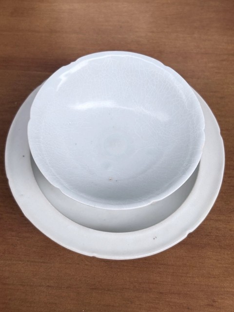 古玩陶瓷青白釉盞和托真品鑒賞圖