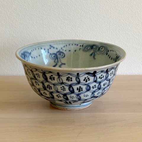 古玩陶瓷青花錦地紋碗真品鑒賞圖