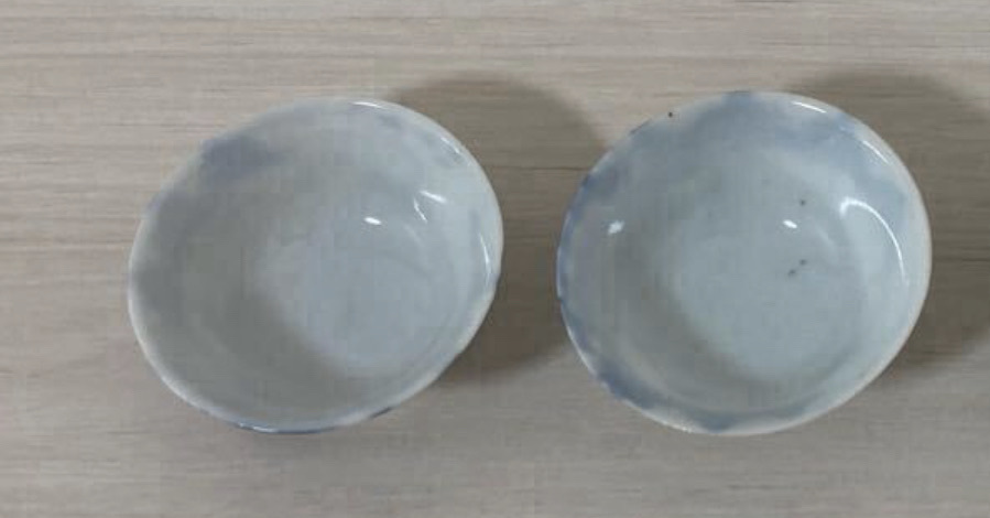 古玩陶瓷玉字款樵漁耕讀山水紋青花杯真品鑒賞圖