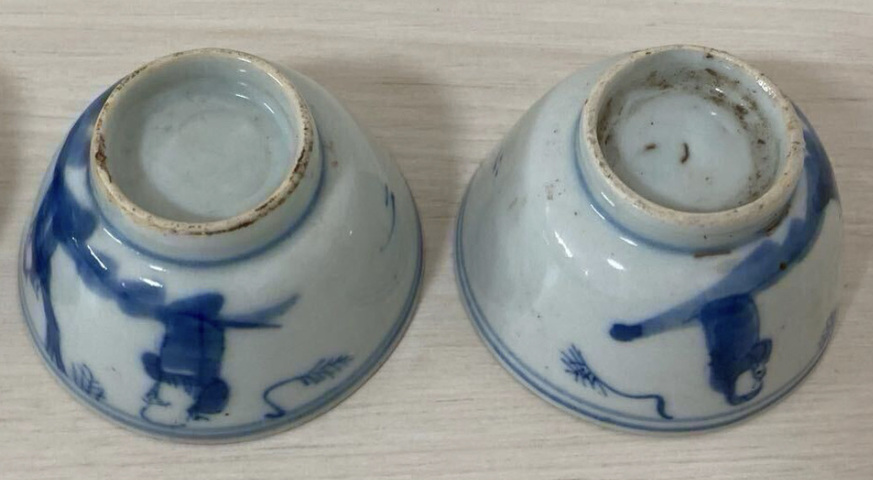 古玩陶瓷三星高照圖青花杯真品鑒賞圖