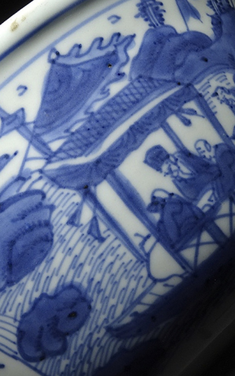 古玩陶瓷赤壁賦玉璧底青花碗真品鑒賞圖