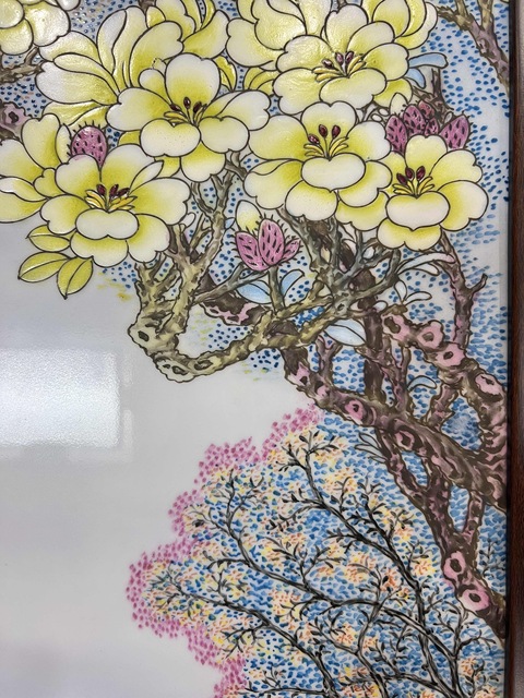 古玩陶瓷粉彩仕女人物圖瓷板真品鑒賞圖