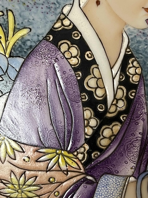 古玩陶瓷粉彩仕女人物圖瓷板真品鑒賞圖