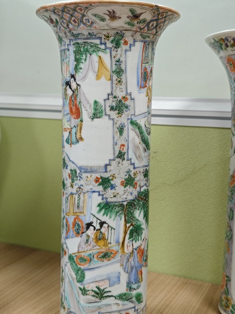 古玩陶瓷廣彩花觚真品鑒賞圖
