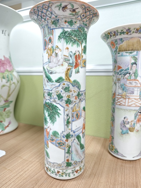 古玩陶瓷廣彩花觚真品鑒賞圖