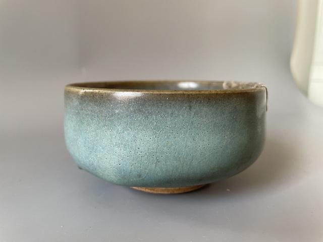 古玩陶瓷鈞窯天藍釉缽真品鑒賞圖