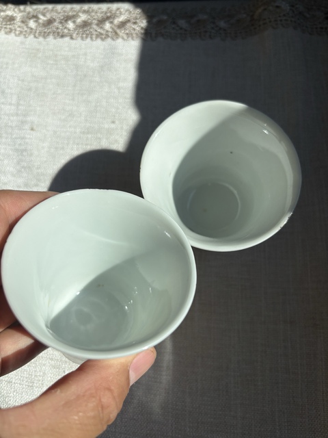古玩陶瓷黃地粉彩萬壽無疆馬蹄杯一對真品鑒賞圖