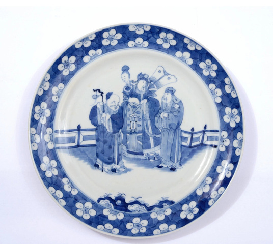 古玩陶瓷青花人物故事盤真品鑒賞圖