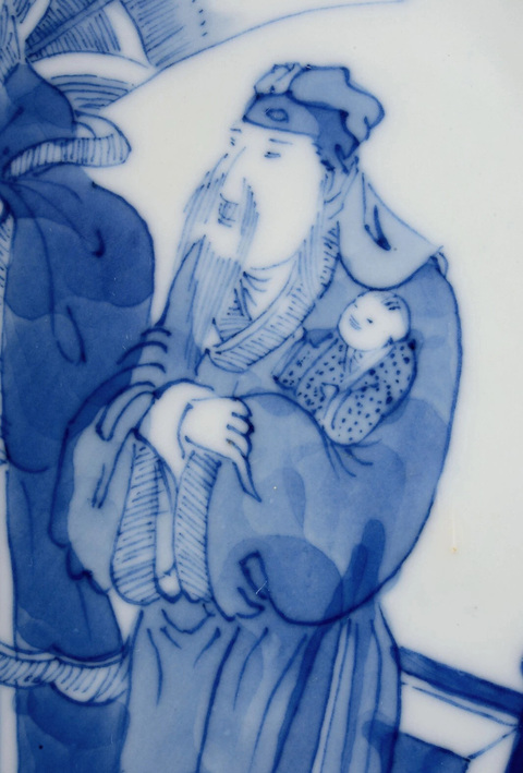 古玩陶瓷青花人物故事盤真品鑒賞圖